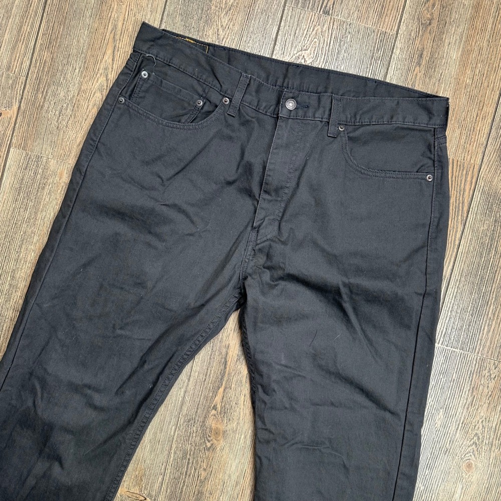 Levis 505 Regular Fit Black Twill Pants Mens 38x34 Straight Leg Cotton Trousers - Picture 4 of 11